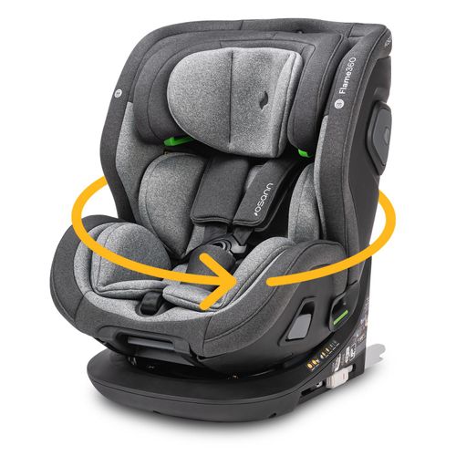 Osann Flame360 i-Size , drehbarer Kindersitz 40-150 cm, Reboarder mit Isofix und Top-Tether – Universe Grey