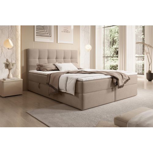 Boxspringbett Schlafzimmerbett ARTURO 160x200cm Stoff Freya Kakao