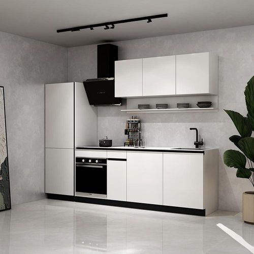 HOME DELUXE Küche PORTOFINO Weiß Matt Links Arbeitsplatte Vittoria White- Ohne E-Geräte