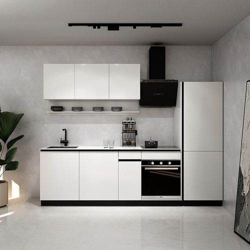 HOME DELUXE Küche PORTOFINO Weiß Matt Rechts Arbeitsplatte Vittoria White- Ohne E-Geräte