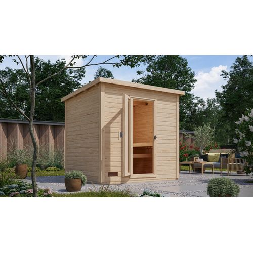 Saunahaus Hytti 3 : Naturbelassen : 9 kW finnisch Ofen + Steuergerät Easy Finnisch Farbe: Naturbelassen Saunaofen: 9 kW finnisch Ofen + Steuergerät Easy Finnisch