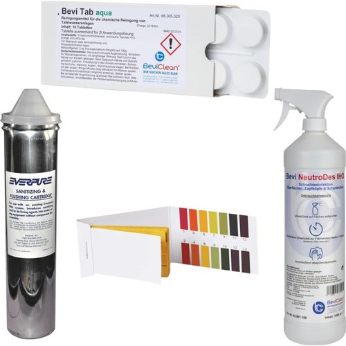 Reinigungsset BieTal® Sprudelwasser Tafelwassergeräte mit Spülpatrone Aluminium