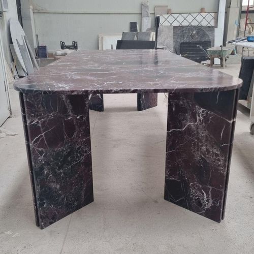 Casa Padrino Luxus Marmor Esstisch Rot / Schwarz / Weiß 250 cm - Luxus Marmor Möbel