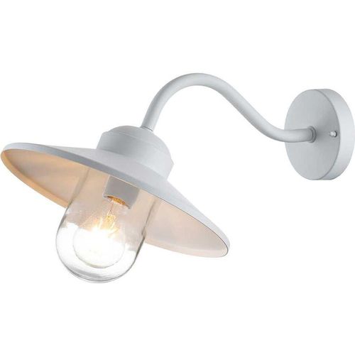 Außenleuchte Wand Edelstahl Glas E27 IP44 B: 27,5 cm Weiß Maritim Außenwandleuchte
