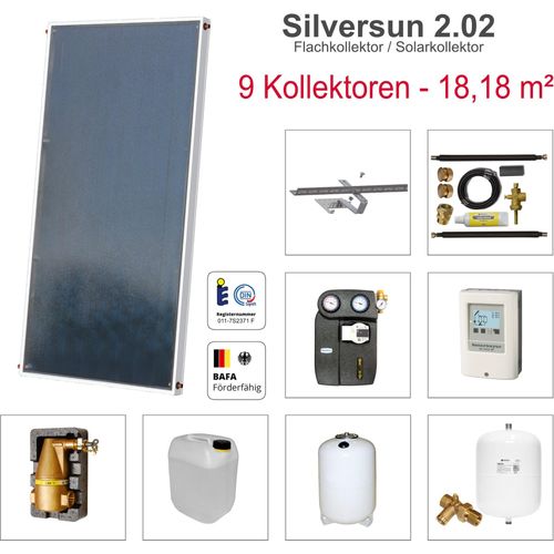Solarbayer Silversun Flachkollektor Solarpaket 9 Solaranlage 18,18 m² Solar