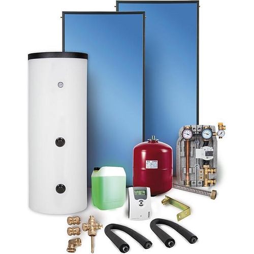 Solaranlage Paket Warmwasser Flachkollektoren 7,53m² Solarspeicher 400 l Solar