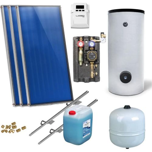 Flachkollektoren Warmwasser Solarpaket 3 Kollektoren Speicher Flachkollektor