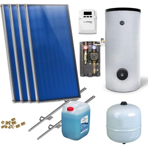 Flachkollektoren Warmwasser Solarpaket 4 Kollektoren Speicher Flachkollektor