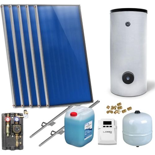 Flachkollektoren Warmwasser Solarpaket 5 Kollektoren Speicher Flachkollektor