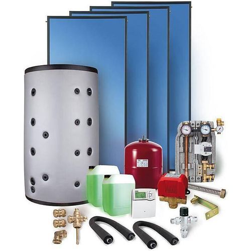 Solaranlage Paket SX2.51 10,04m² Flachkollektor Frischwasserspeicher 800l Heizung