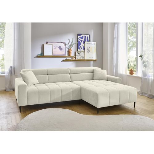 Wohnlandschaft ></noscript>Stanislaw< elektr. Sitztiefenverstellung, Cord beige - 256x100x180cm (BxHxT)