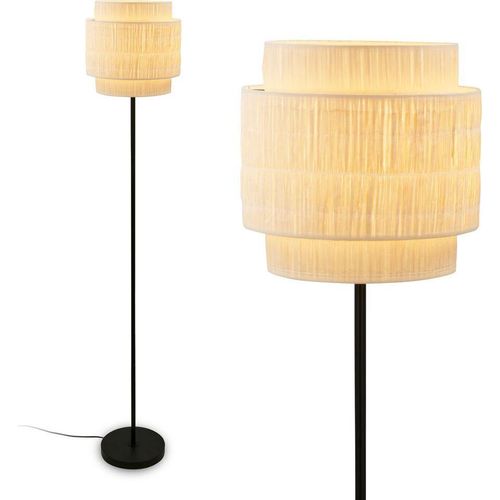 Stehlampe Stehleuchte Standleuchte Wohnzimmer Bastschirm Boho Ein/Aus Fußtaster