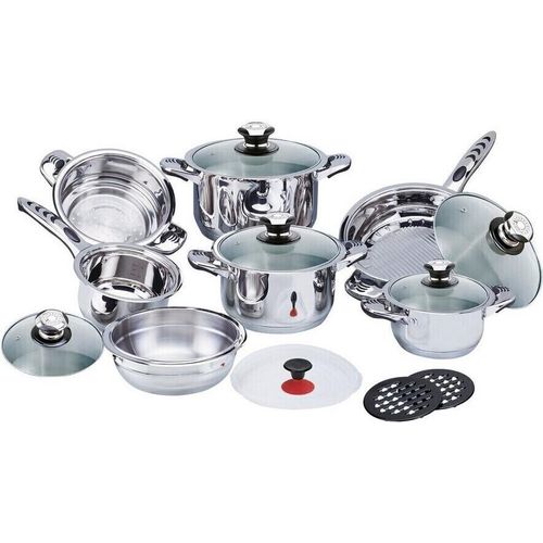 Topfset 16-tlg. Gourmet Royal mit Metalldeckeln - Kochtöpfe sind Induktionsgeeignet - Kochtopf Set mit Zubehör