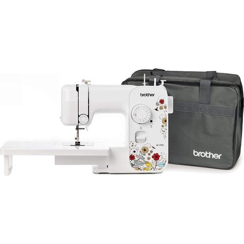 Brother JX17FE (Fantasy Edition) Nähmaschine mit 17 Nähprogramme, Nutz- Elastisch- und Dekorativstiche, Anfänger, Freiarm, Automatisches Nähen, Elektrische Nähmaschinen + Anschiebetisch + Nähtasche