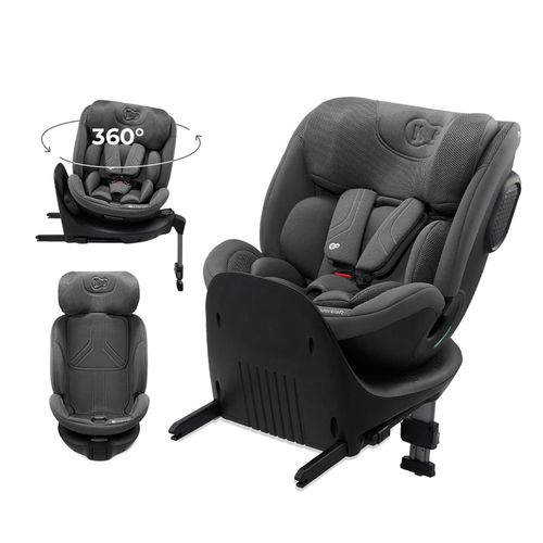 Kinderkraft XRIDER 2 i-Size - Autositz 40-150 cm - RWF bis 21 kg - 360° drehbar - SPS+, H-GUARD+ Systeme - 8 Liegepositionen - Memory-Schaum - Grau
