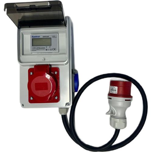 16A/230V MID geeicht - Mobiler Digital Stromzähler Zwischenstecker Box 1,5m 400V / 16A CEE-Stecker Und Kupplung 1x230V