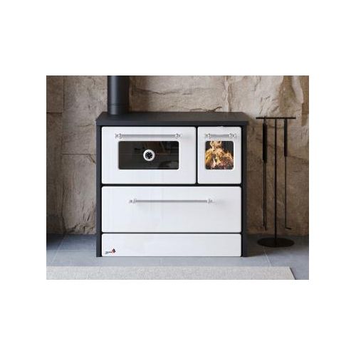EEK A+ Küchenofen Holzherd 701-G Omega weiß, linke Version - 9,18 kW