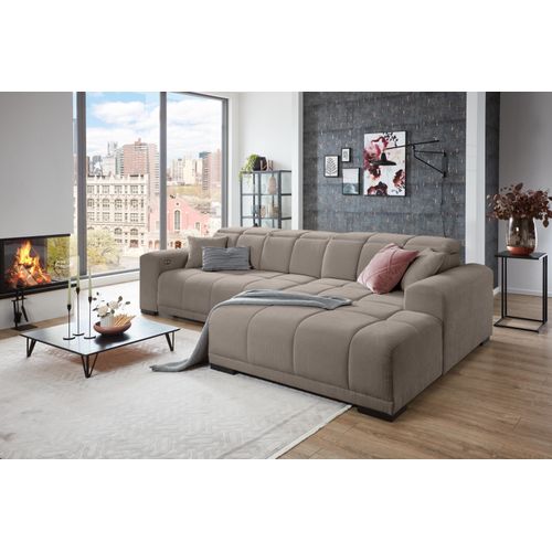 Wohnlandschaft ></noscript>Puppet< Kopfteilverstellung, Sitzverstellung, taupe - 301x113x195cm (BxHxT)