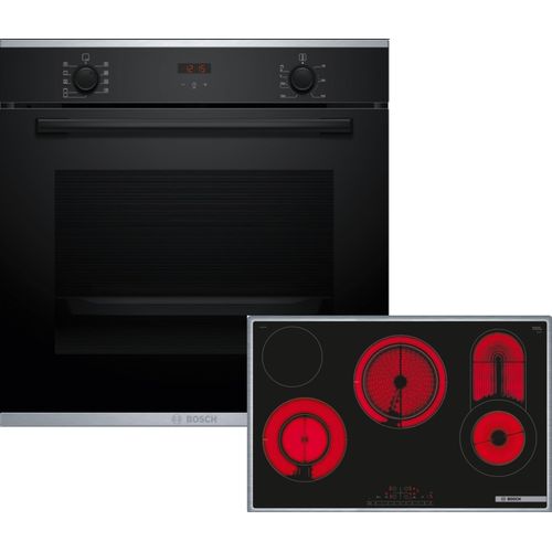 Bosch Einbau-Backofen-Set, HBA234BB3 + PKC845FP1D, Einbau-Backofen, Elektro-Kochfeld HBD431FH84