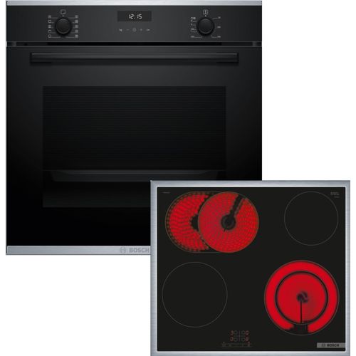 Bosch FullHouse Einbau-Backofen-Set, HBG237BB3 + PKN645BA2E, Einbau-Backofen, Elektro-Kochfeld HBD631FH62