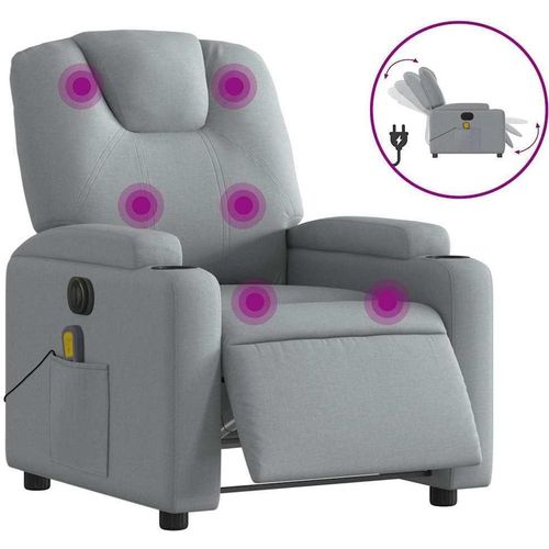Massagesessel Elektrisch Hellgrau Stoff