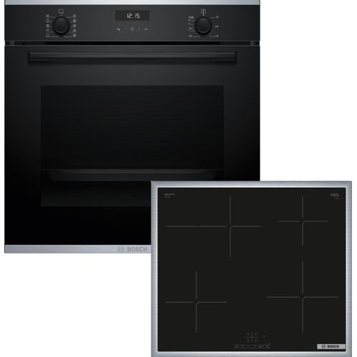 Bosch Einbau-Backofen-Set, HBG237BB3 + PIF64KBB5E, Einbau-Backofen, Induktionskochfeld HBD636FH65