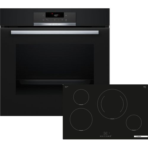 Bosch Einbau-Backofen-Set, HBA171BB3 + PIE811BB5E, Einbau-Backofen, Induktionskochfeld HBD274FB86