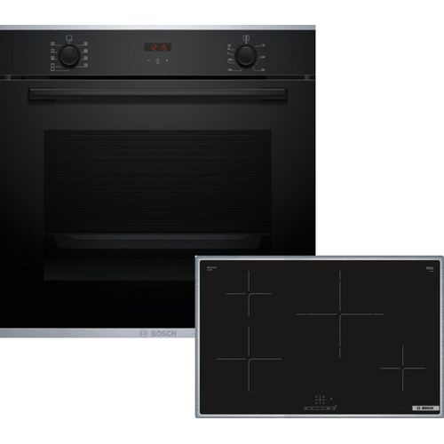 Bosch Einbau-Backofen-Set, HBA234BB3 + PIE84KBB5E, Einbau-Backofen, Induktionskochfeld HBD434FH83