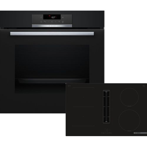 Bosch Einbau-Backofen-Set, HBA171BB3 + PVS811B16E, Einbau-Backofen, Kochfeld mit Dunstabzug (Induktion) HBD271FB87