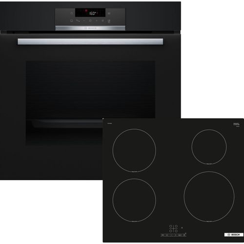 Bosch Einbau-Backofen-Set, HBA171BB3 + PUE61RBB6E, Einbau-Backofen, Induktionskochfeld HBD274FB66