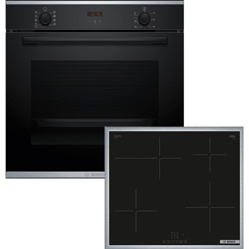 Bosch Einbau-Backofen-Set, HBA234BB3 + PIF64KBB5E, Einbau-Backofen, Induktionskochfeld HBD435FH63