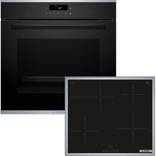 Bosch Einbau-Backofen-Set, HBA271BB3 + PIF64KBB5E, Einbau-Backofen, Induktionskochfeld HBD475FH63