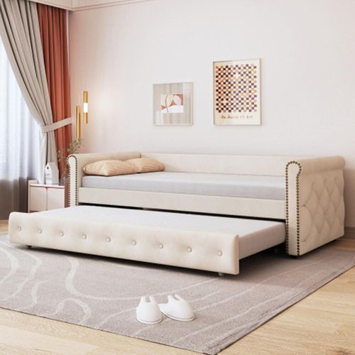 Polsterbett Kinderbett 90x200 ausziehbares Schlafsofa,Samtstoff Jugendbett Kinderbett Gästebett