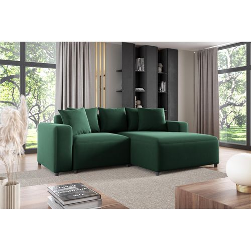Ecksofa Designersofa Sofa MEGAN XS in Stoff Salvador Dunkelgrün Ottomane Rechts