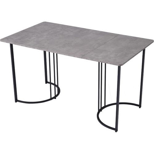 Esstisch 140x80cm (1-St) Küchentisch Marmormuster Küchentisch mit verstellbaren Füßen Esszimmertisch Wohnzimmertisch Grau und Schwarz
