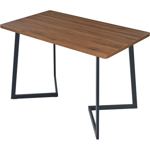 Esstisch 1-St 117x68cm Rechteckiger Esstisch Holzmaserung Kuechentisch mit Metallbeinen Schwarz und Walnussfarbe Esszimmertisch Wohnzimmertisch
