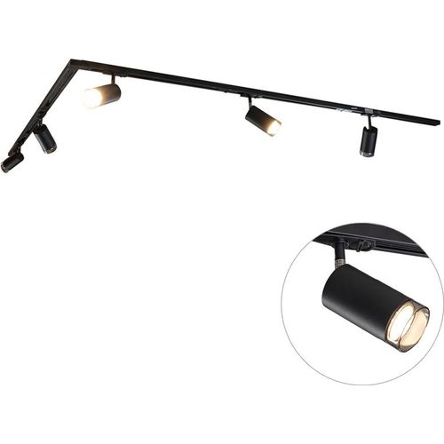 QAZQA - Modern Modernes Schienensystem I Spotlight I Deckenspot I Deckenstrahler I Strahler mit 5-flammig schwarzen Rauchglas-Spot I Spotlight I Deckenspot I Deckenstrahler I Strahler I Lampe I Leucht