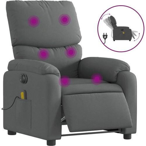 Massagesessel Elektrisch Dunkelgrau Stoff