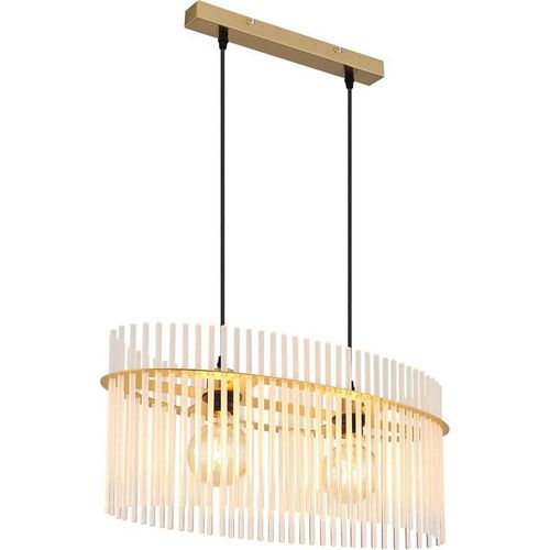 LED Hängeleuchte, Glasstäbe opal, gold, L 60 cm