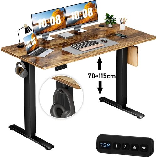 Höhenverstellbarer Schreibtisch, ergonomischer Stehtisch für Büro und Gaming, 140x60x70 cm, Schwarz – Flexibel und komfortabel für Sitzen und Stehen