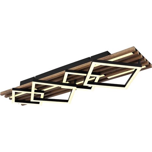 LED Deckenleuchte, schwarz, Holzoptik, 3 Stufen, L 83 cm