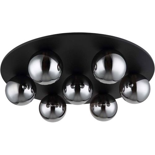 LED Deckenleuchte, Glaskugeln rauch, 7 Flammig, D 60 cm