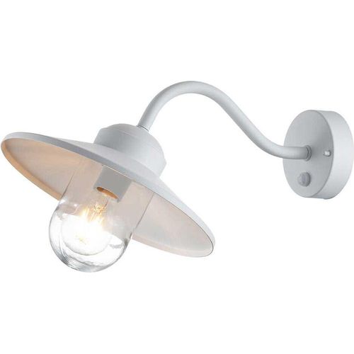 Außenwandleuchte Edelstahl Glas mit Bewegungsmelder E27 IP44 27,5 cm breit Weiß Maritim Wandlampe außen