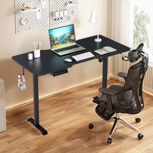 Hengda 120x60cm Höhenverstellbarer Schreibtisch (H. 70-115cm) mit 4 Memory-Funktion und Anti-Kollisions, Monomotor, Stehschreibtisch (Schwarz)