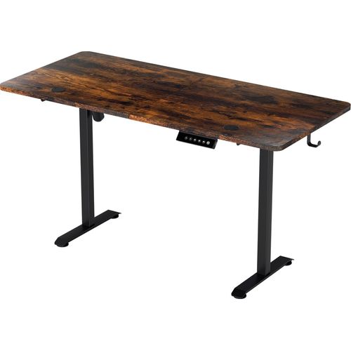 Clanmacy Höhenverstellbarer Schreibtisch elektrisch 140x60cm Stehschreibtisch Memory-Funktion mit 4 Höhen, Anti-Kollisions, Sitz-Stehpult, Vintage-Farben