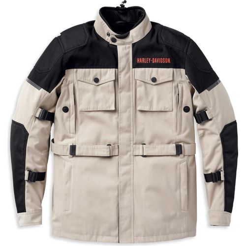 HARLEY-DAVIDSON Herren Quest Triple Vent System 98127-22EM 98128-22EM Motorradjacke Schulter-, Ellenbogen-, Rücken- & Brustprotektor - Biker Schutzjacke Beige, 2XL