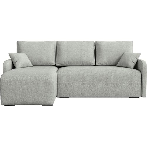 BroMARKT Ecksofa mit Schlaffunktion Malen Grau Bouclé Links