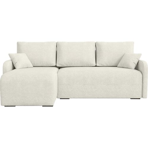 BroMARKT Ecksofa mit Schlaffunktion Malen Beige Bouclé Links
