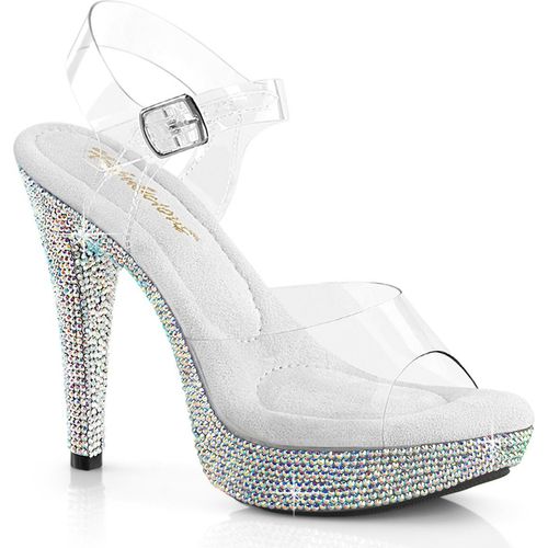 COCKTAIL-508DM Fabulicious High-Heels Plateausandaletten klar silber Multi Strass