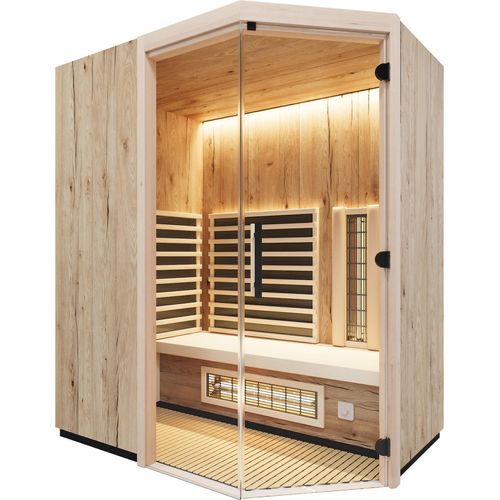 Infraworld Prima 1 Infrarotkabine mit ABC-Strahler/Flächenheizung/Salzverdampfer Holzart: Zirbe - Breite: 164 cm